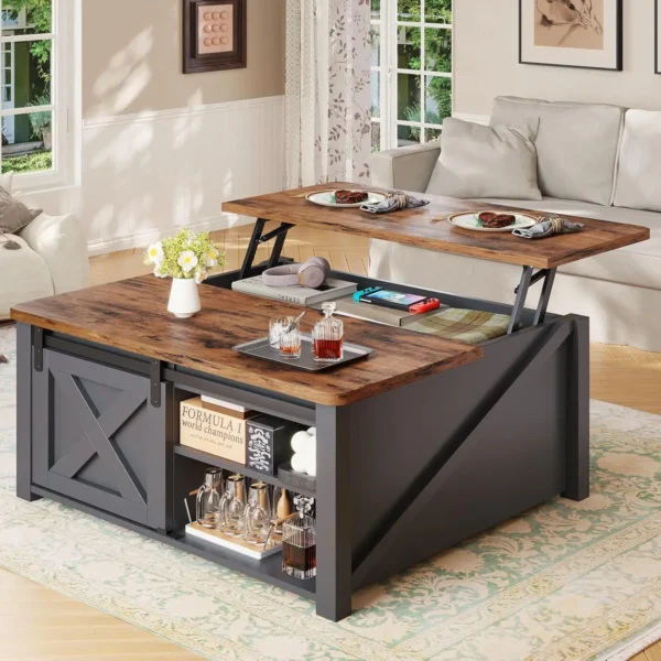 31.5" Lift Top Coffee Table with Storage, Square Coffee Tables for Living Room, Farmhouse Coffee Table with Large, Customized