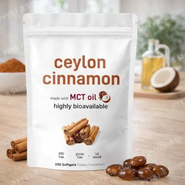 Ceylon Cinnamon Capsule with Herbal Extract Antioxidant & Sugar Monitor Support Daily Health Supplement 300 Softgels Non-GMO