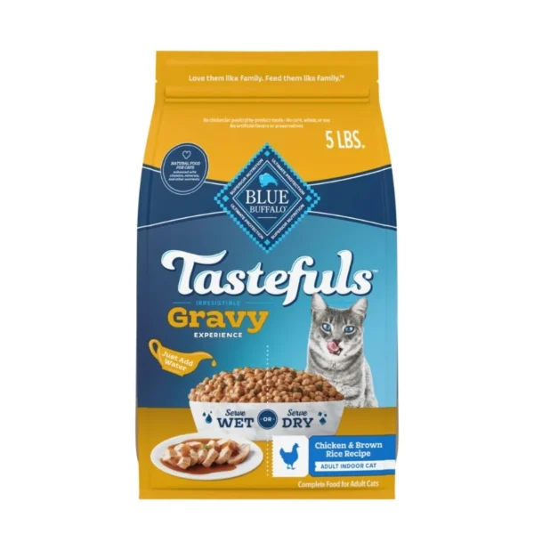 Tastefuls Irresistible Gravy Indoor Adult Dry Cat Food with Chicken Flavor 5lb Bag High-Protein Formula for Healthy Coat and Di